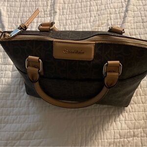 Calvin Klein Black and Tan Satchel